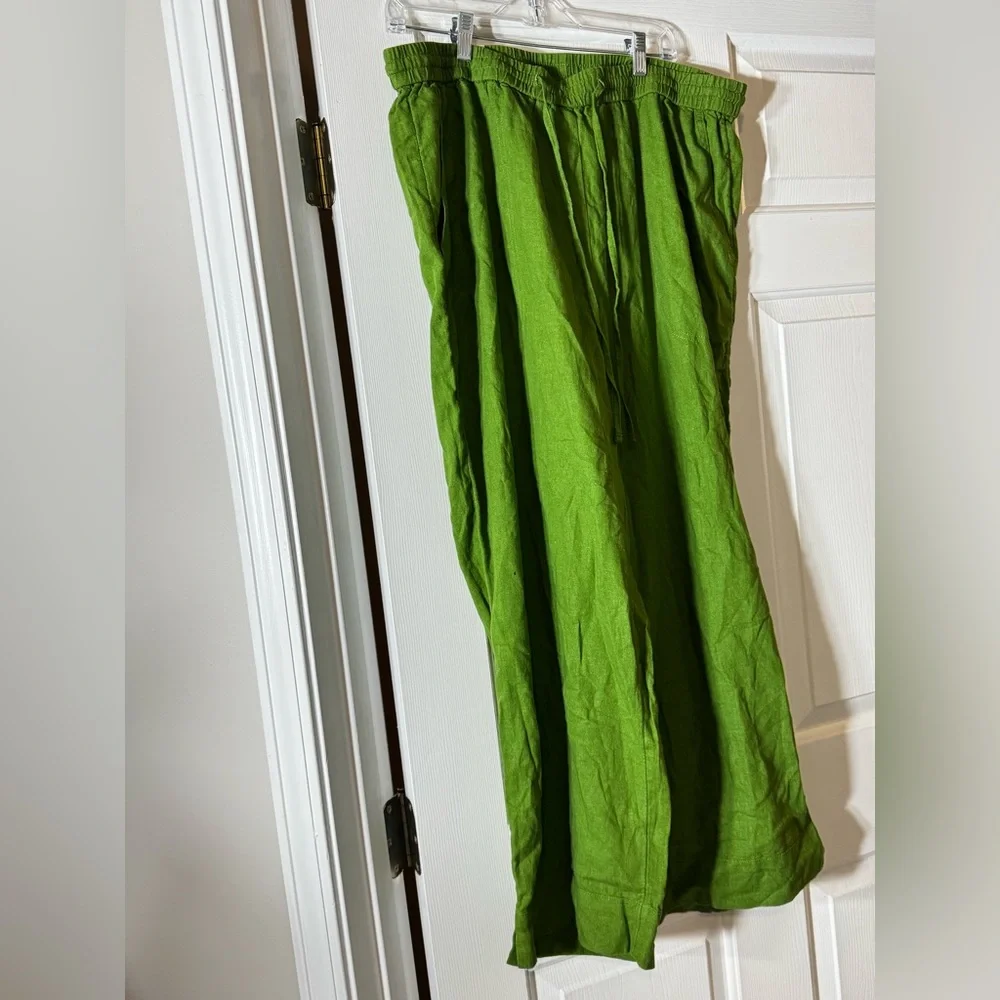 NWT! Banana Republic Green Straight Linen-Blend Pull-On Pant - XL 🖤 #706619